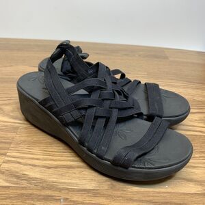 Skechers Women’s Luxe Foam Sandal Sling back Black Size 9 Wedge Comfort Black